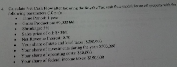 Solved 4 Calculate Net Cash Flow After Tax Using The 9584