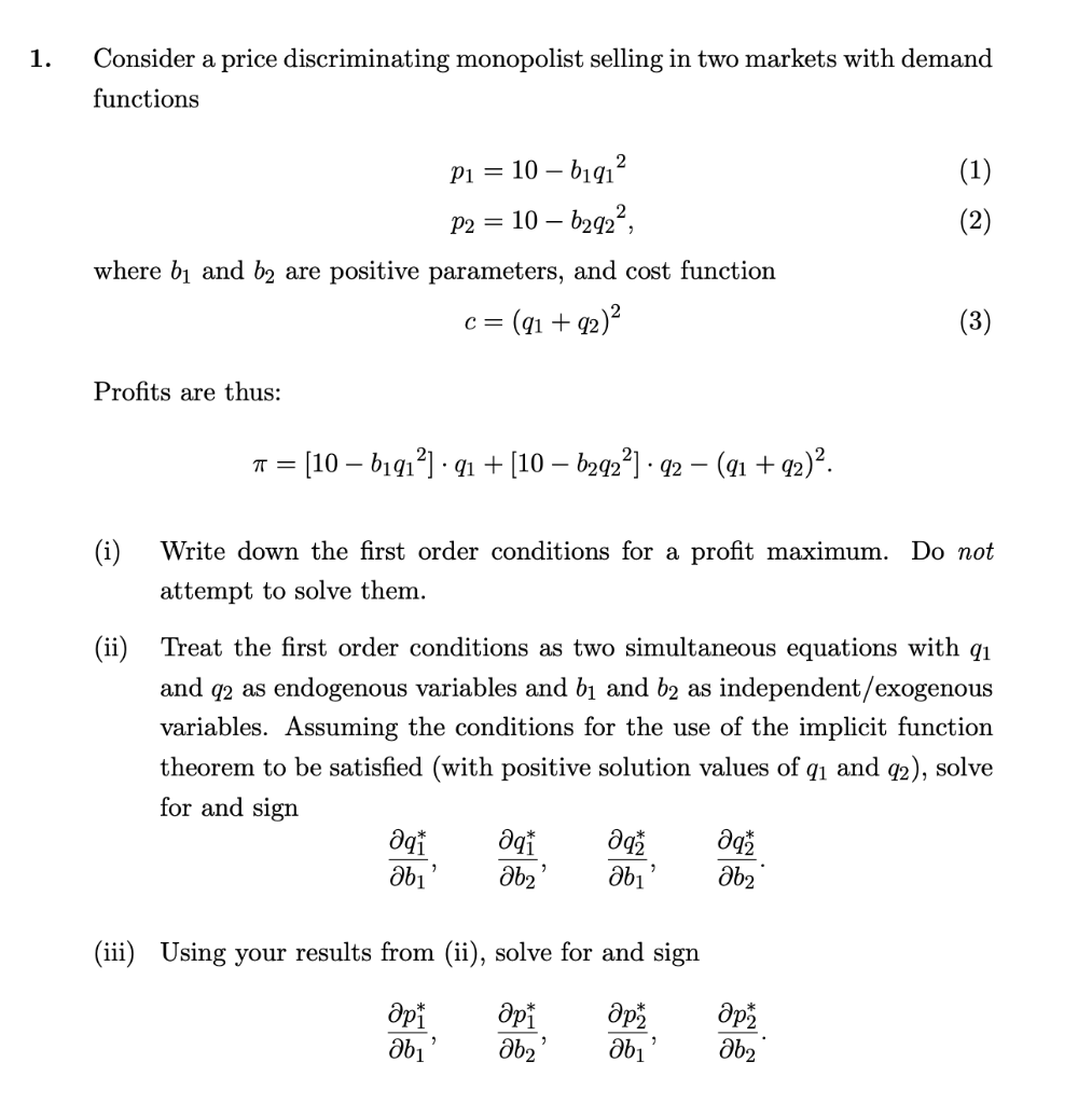 Solved 1. Consider A Price Discriminating Monopolist Selling | Chegg.com