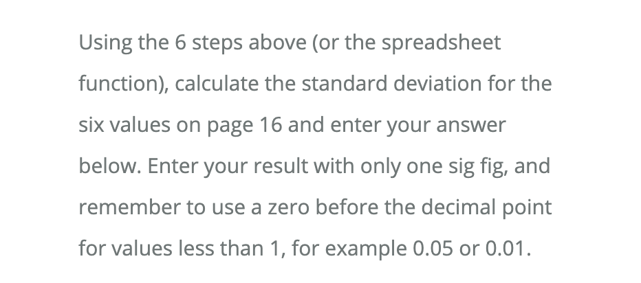 Solved Calculating the standard deviation (o) for a list of | Chegg.com