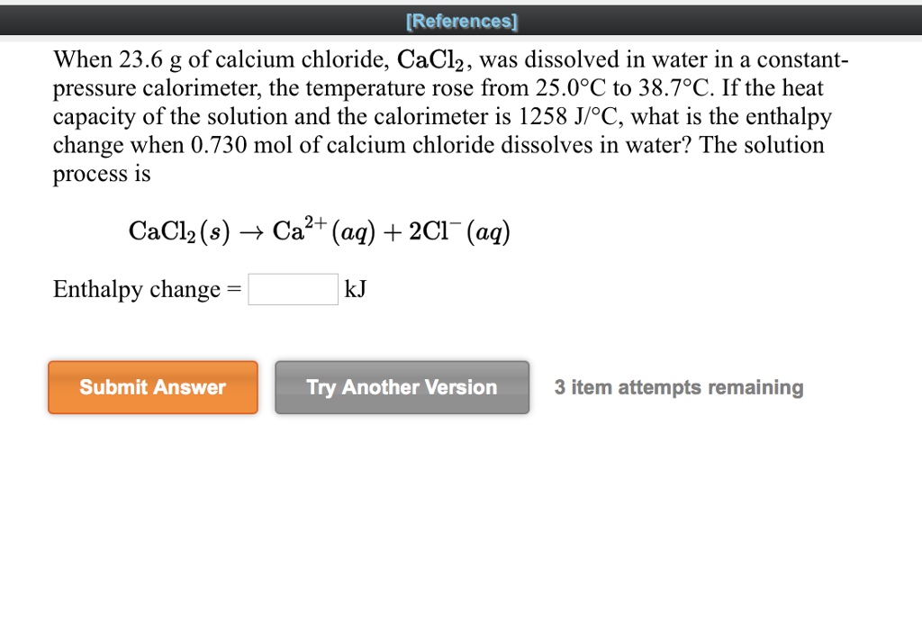 Solved References] When 23.6 g of calcium chloride, CaCl2,