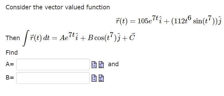 Solved Consider The Vector Valued Function F T 105e7ti Chegg Com