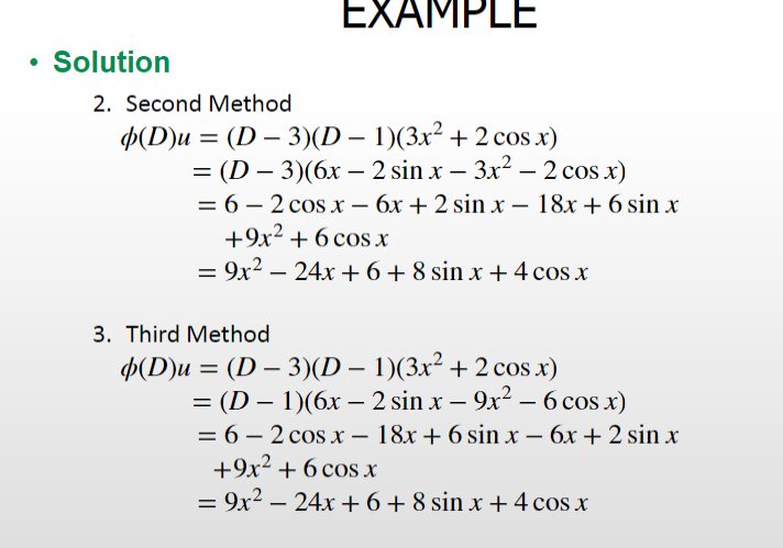 Solved = EXAMPLE • Problem Let °(D) = D2 – 4D + 3 operate on | Chegg.com
