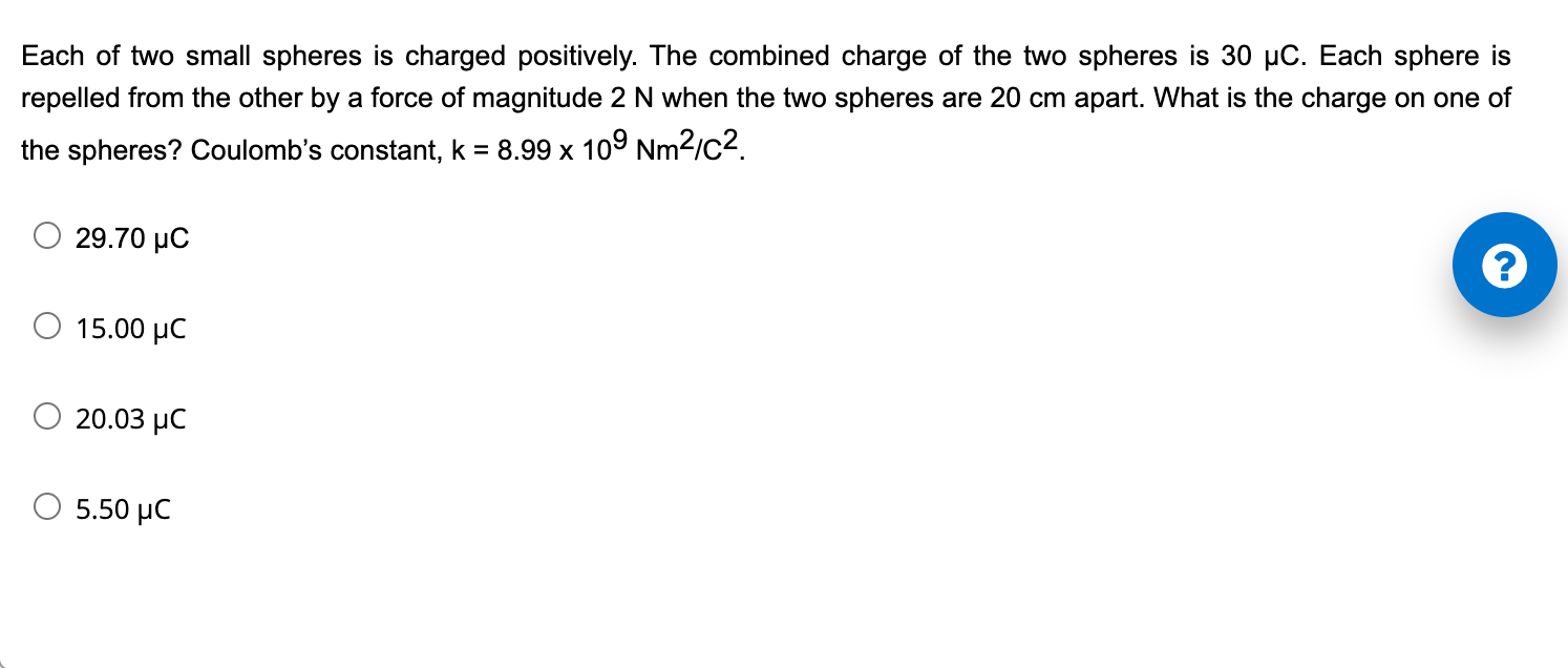 Solved Each Of Two Small Spheres Is Charged Positively. The | Chegg.com