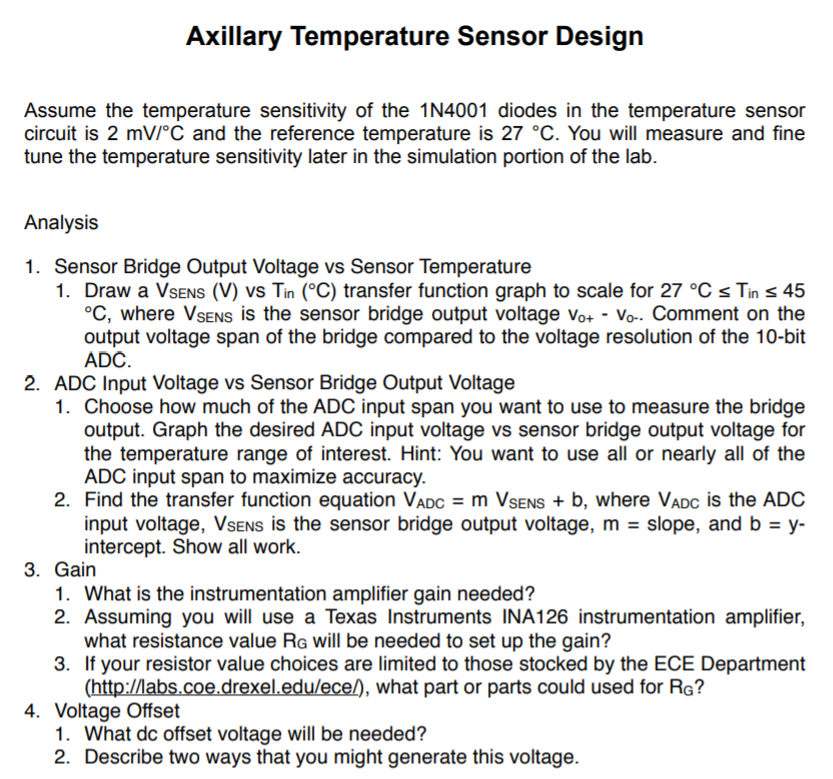 Axillary Temperature Sensor Design Assume the | Chegg.com