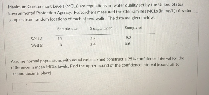 Solved Maximum Contaminant Levels (MCLs) Are Regulations On | Chegg.com