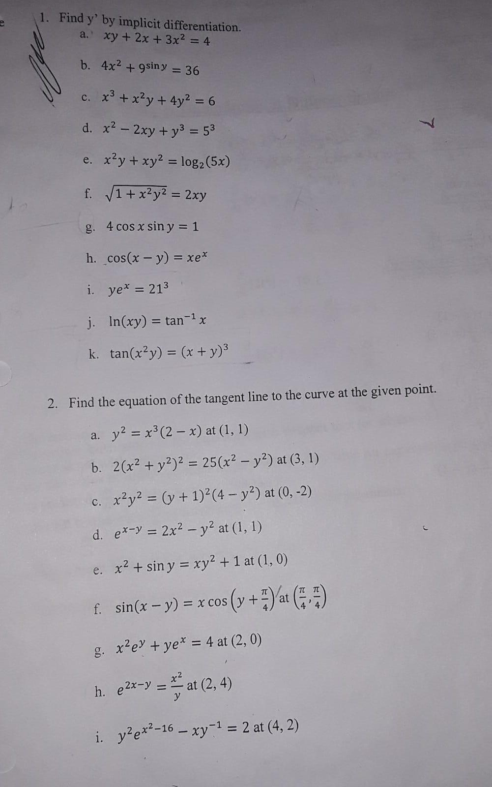 Solved Solve question 1 parts i and k and question 2 parts | Chegg.com