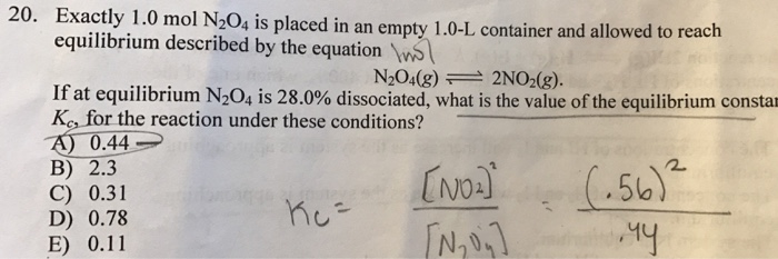 Solved Exactly 1 0 Mol N 2O 4 Is Placed In An Empty 1 0 L Chegg