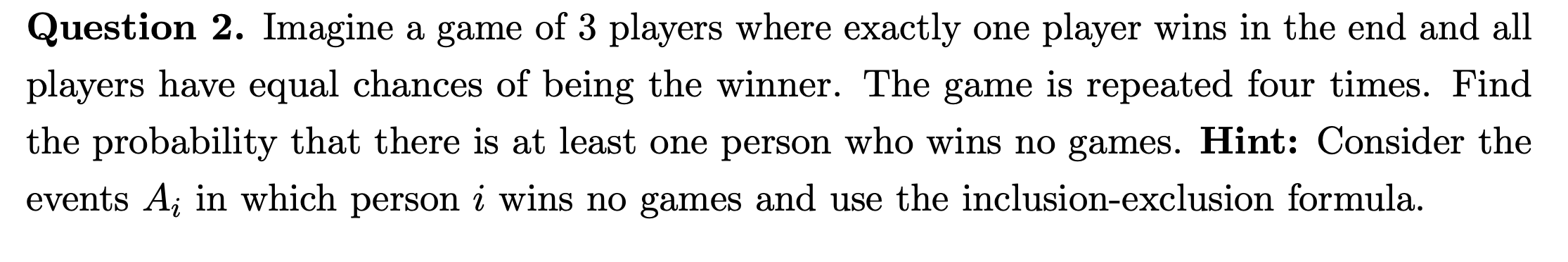 Solved Question 2. Imagine a game of 3 players where exactly | Chegg.com
