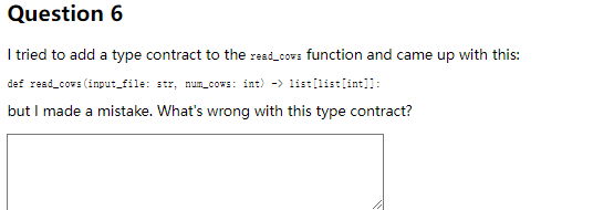 Solved Question 6 I tried to add a type contract to the | Chegg.com