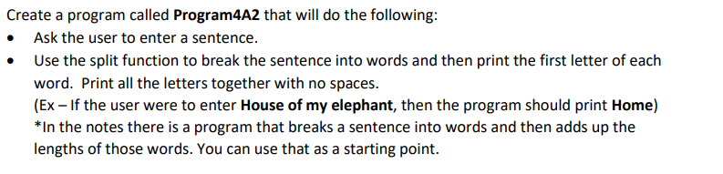 Solved Create a program called Program4A2 that will do the | Chegg.com