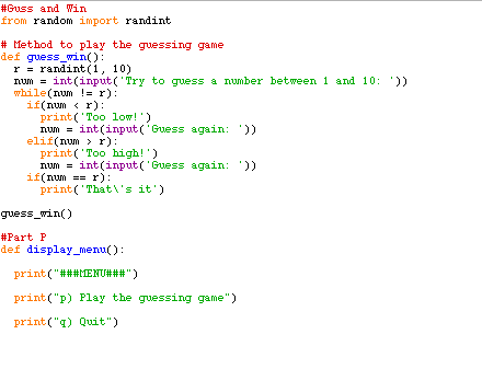 Solved Part (C): Assume that the functions guess_win, | Chegg.com