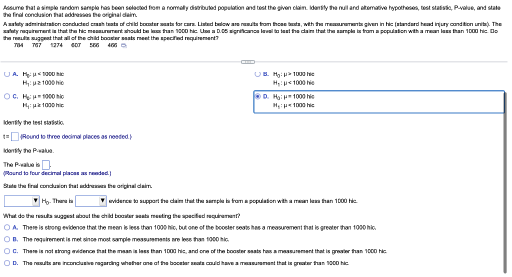 Solved Assume that a simple random sample has been selected | Chegg.com