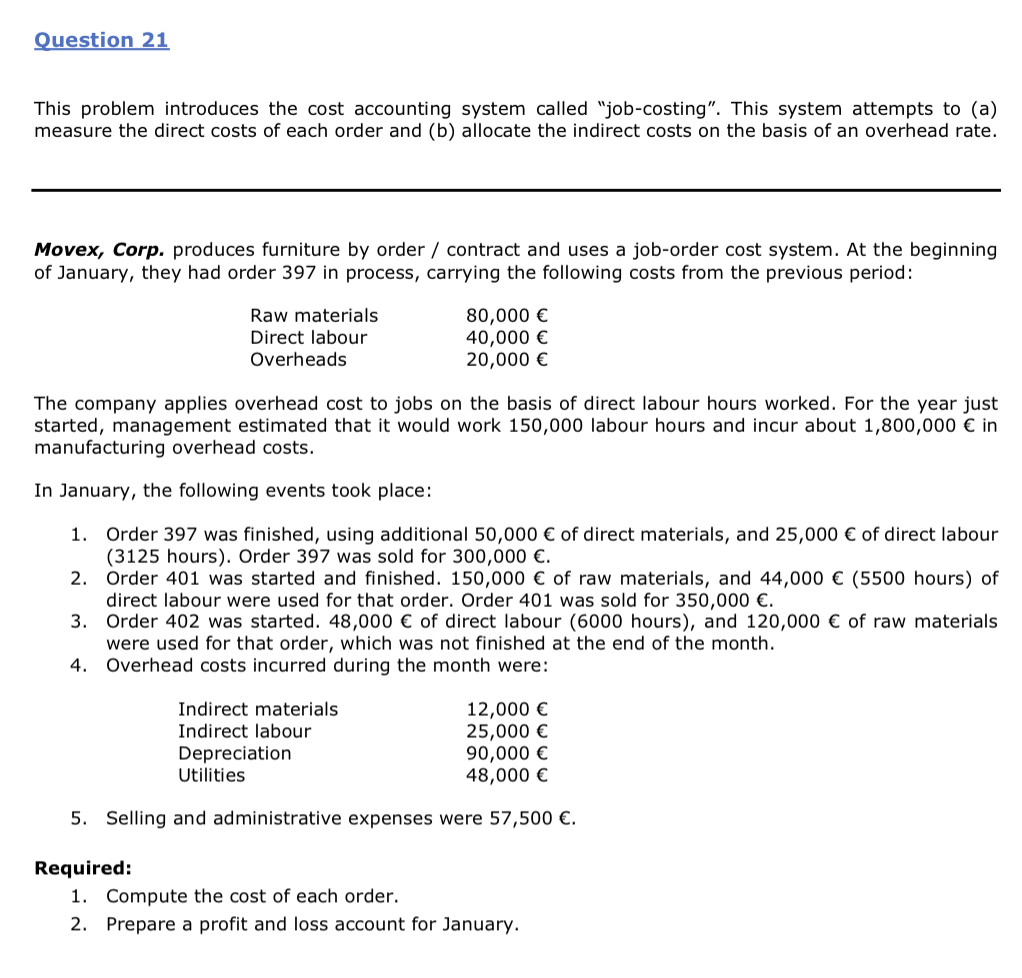 Solved This problem introduces the cost accounting system | Chegg.com