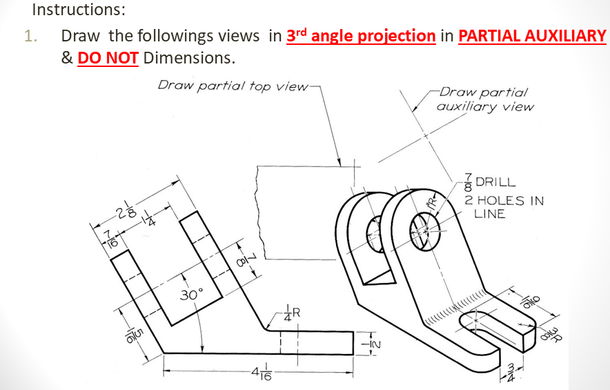 Solved Instructions: 1. Draw the followings views in 3rd | Chegg.com