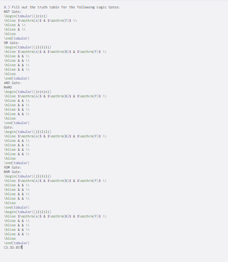 Solved 8.) Fill out the truth table for the following Logic | Chegg.com