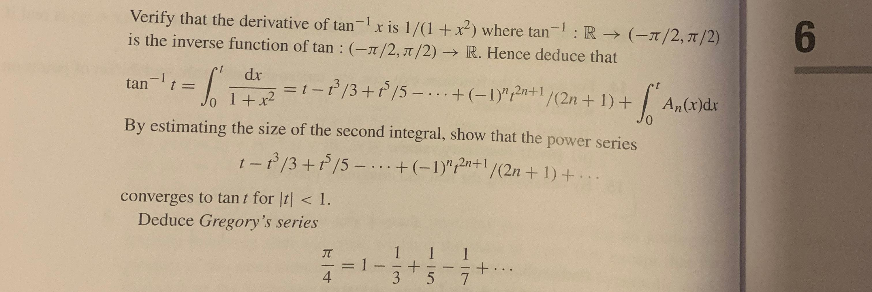 Solved 6 Verify That The Derivative Of Tan X Is 1 1 Chegg Com