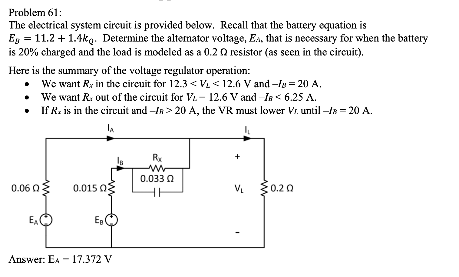 Solved Problem 61: The electrical system circuit is provided | Chegg.com