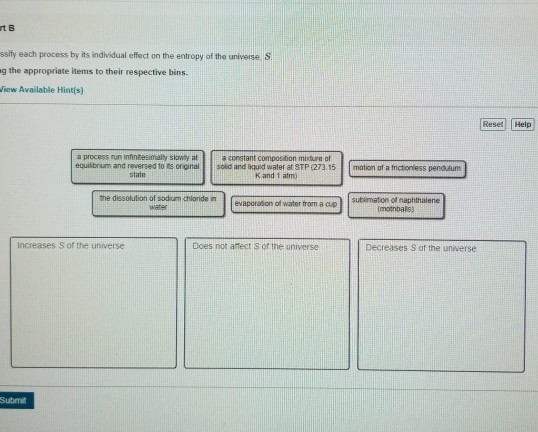 Solved Classify Each Process By Its Individual Effect On The | Chegg.com