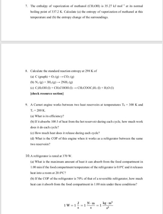 solved-the-enthalpy-of-vaporization-of-methanol-choh-is-chegg