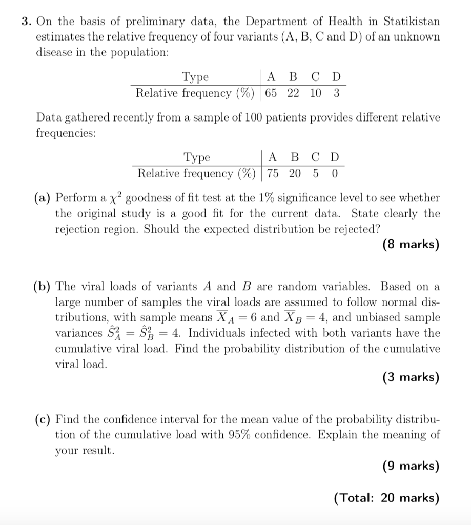 Solved 3. On the basis of preliminary data, the Department | Chegg.com