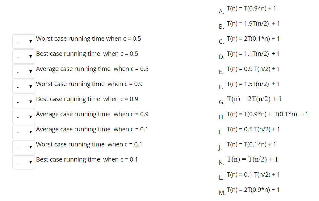 Given The Following Algorithm Match The Running T Chegg Com
