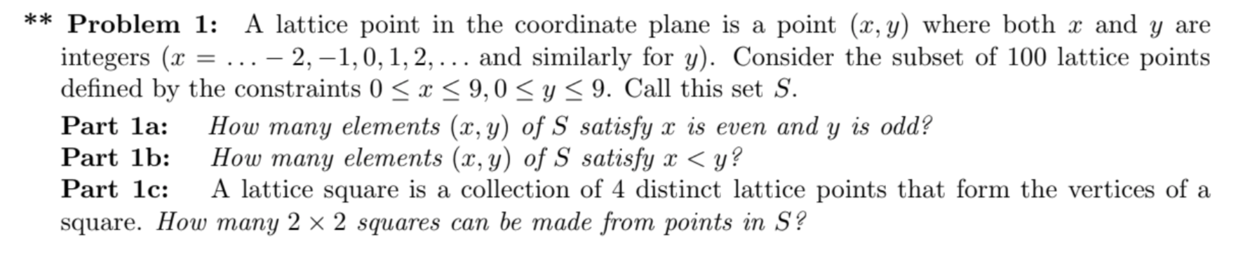 Solved ** Problem 1: A lattice point in the coordinate plane | Chegg.com