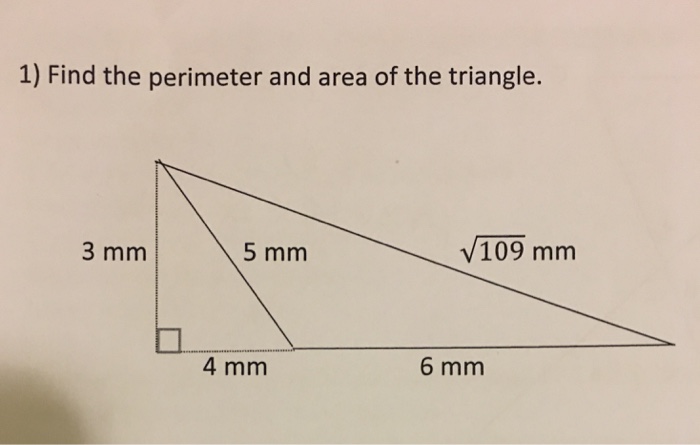 Solved Find the perimeter and area of the triangle. | Chegg.com