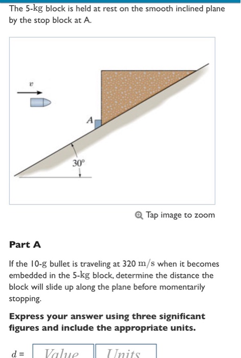 Solved The 5-kg block is held at rest on the smooth inclined | Chegg.com