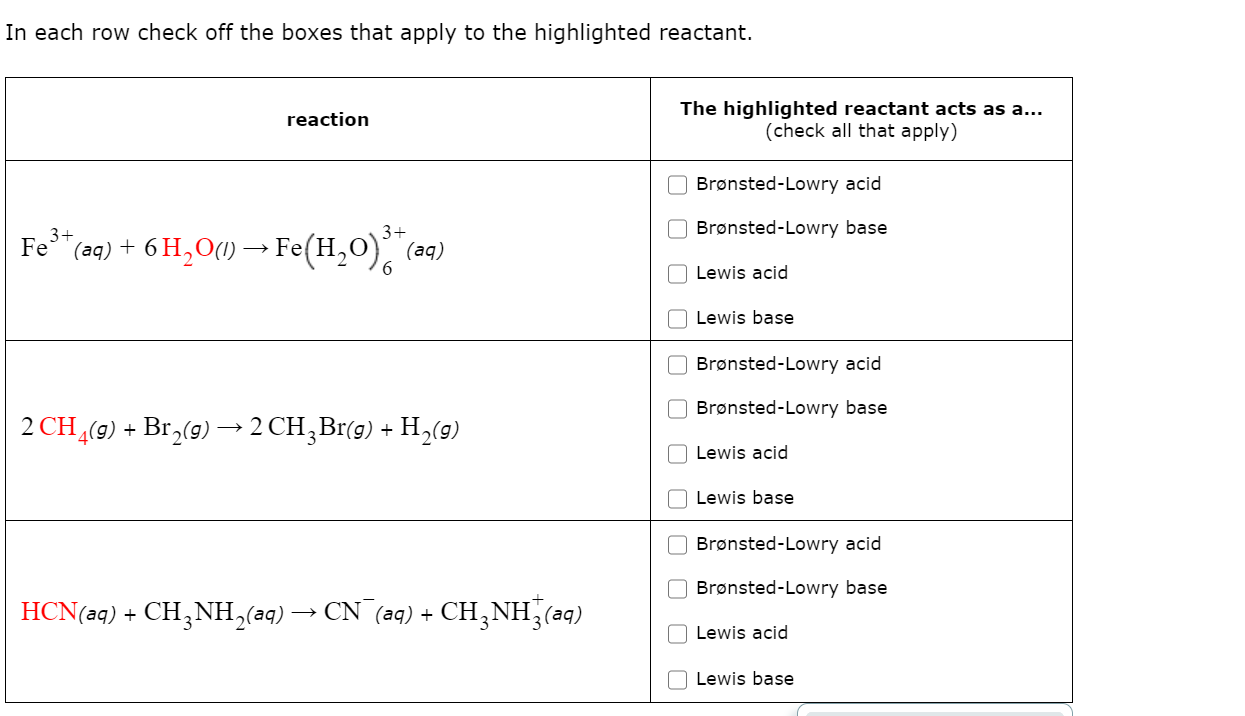 Solved In each row check off the boxes that apply to the | Chegg.com