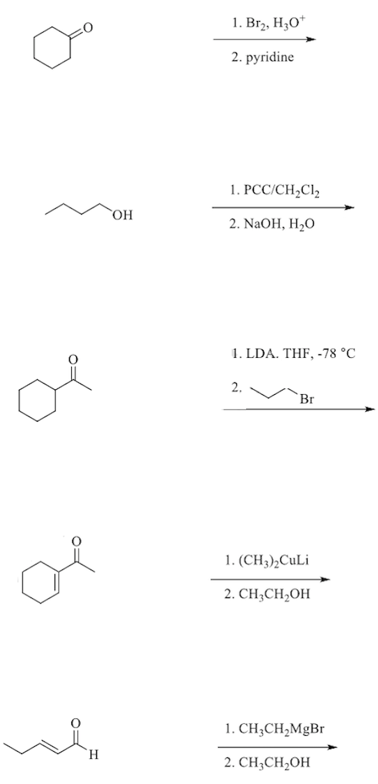 Solved 1. Br2, H307 2. pyridine 1. PCC/CH2Cl2 OH 2. NaOH, HO | Chegg.com