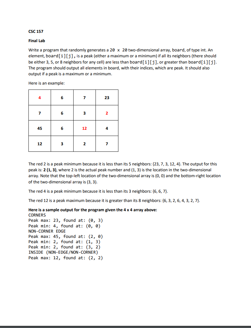 Solved CSC 157 Final Lab Write a program that randomly | Chegg.com