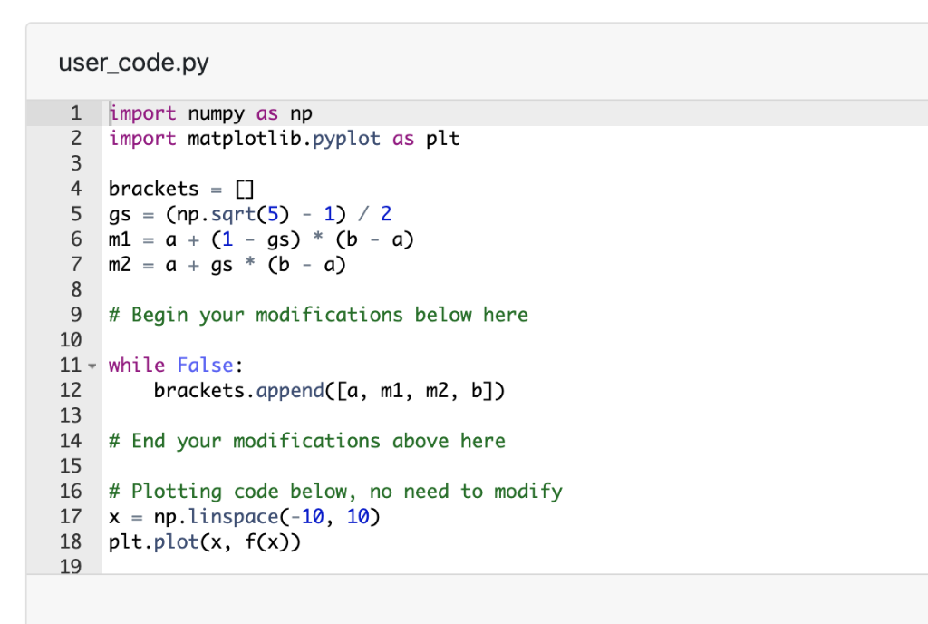 Solved Complete the code doing Golden Section Search for | Chegg.com