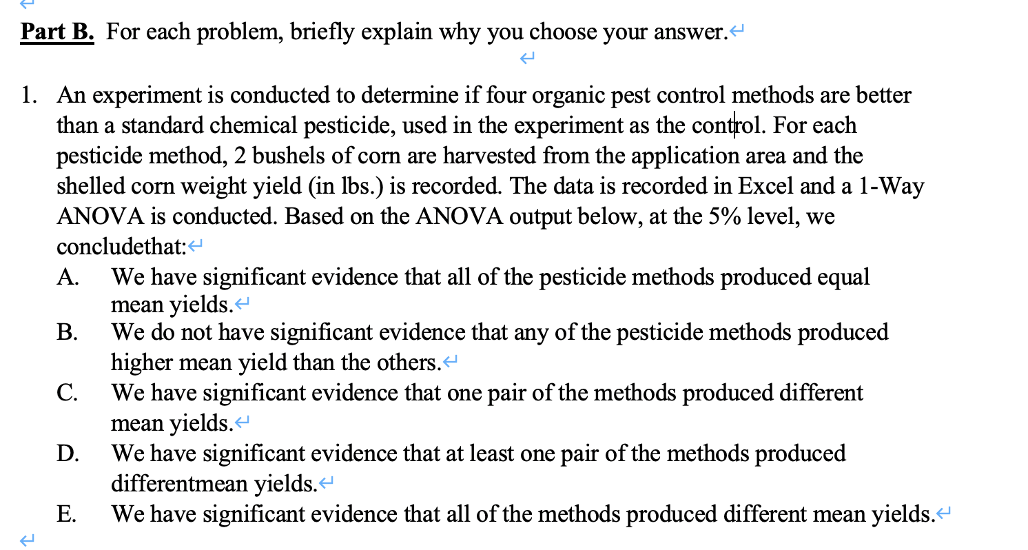 Solved Part B. For each problem, briefly explain why you | Chegg.com