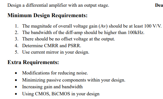 Solved Design a differential amplifier with an output | Chegg.com