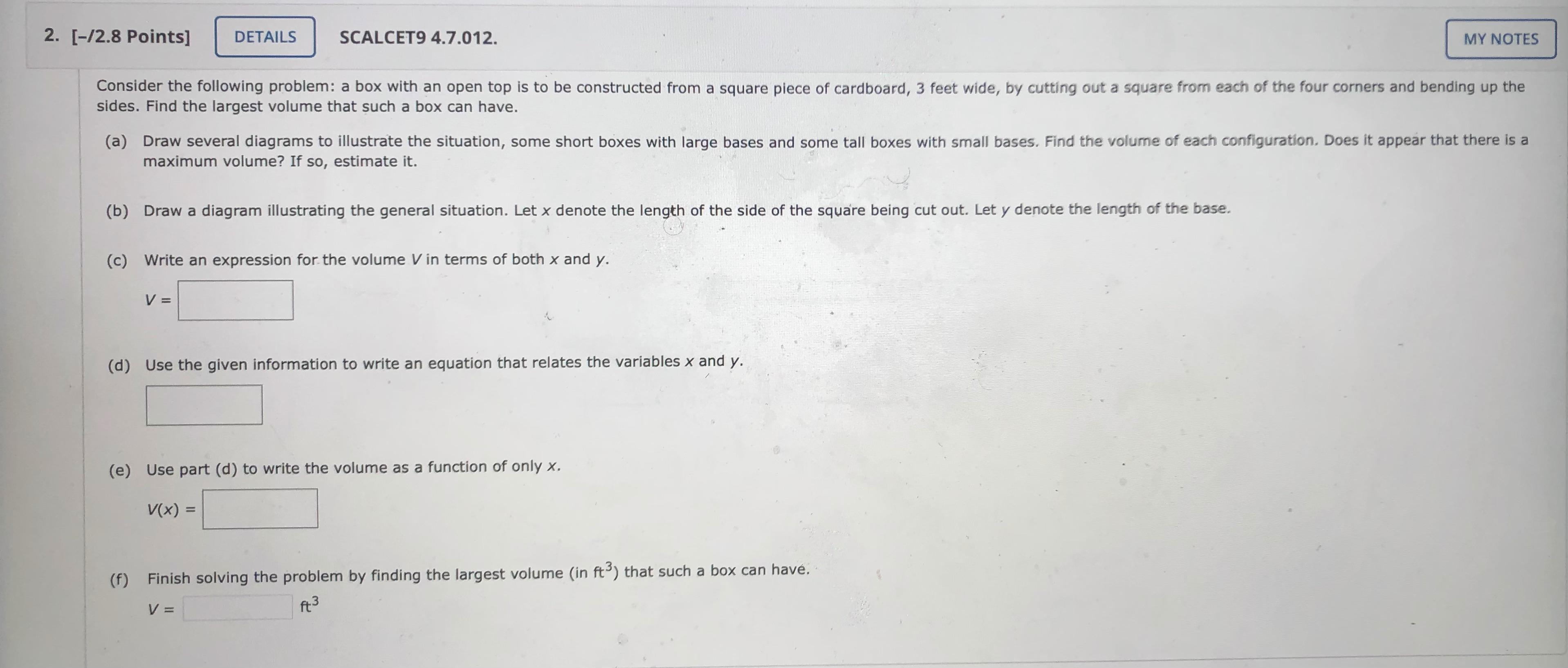 Solved 2 2 8 Points] Details Scalcet9 4 7 012 My Notes