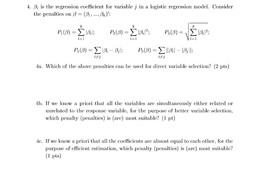 4. Bi Is The Regression Coefficient For Variable ; In | Chegg.com