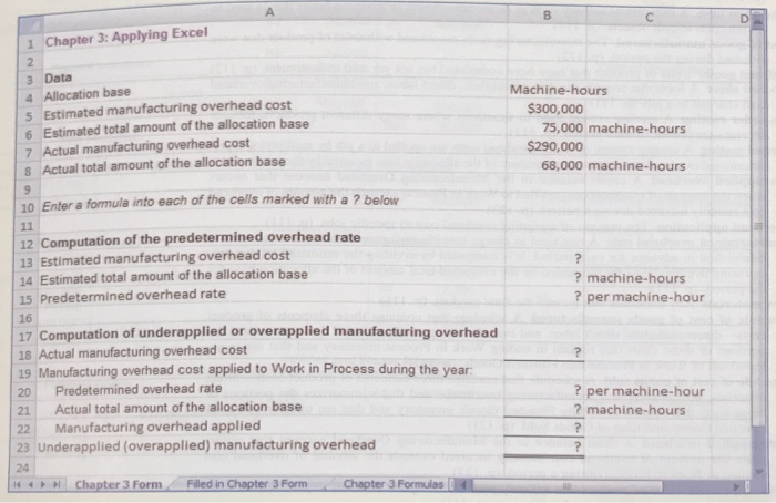 Solved 1 Chapter 3: Applying Excel 3 Data Machine-hours | Chegg.com