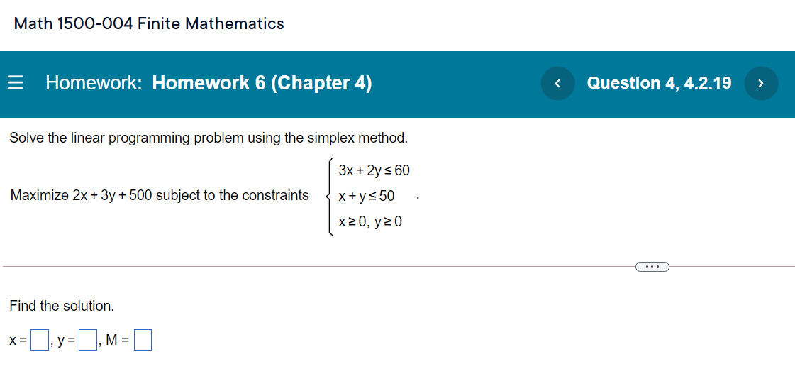 finite math homework answers