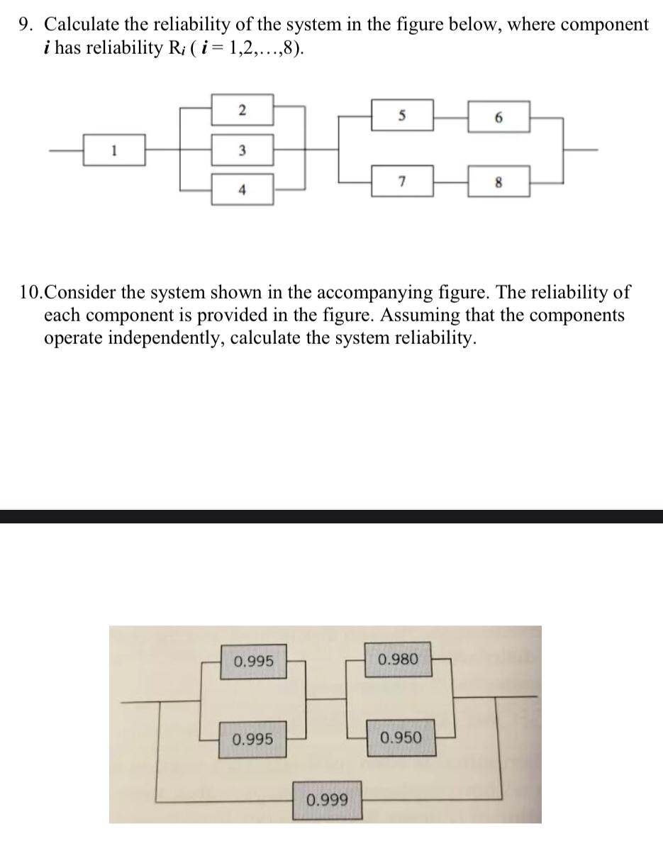 Solved 9. Calculate The Reliability Of The System In The | Chegg.com