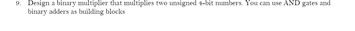 Solved 9. Design a binary multiplier that multiplies two | Chegg.com