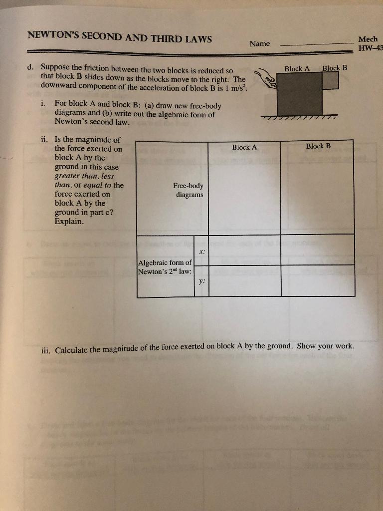 Solved SOMOS Mech Newton's second and third laws HW-42 Block | Chegg.com