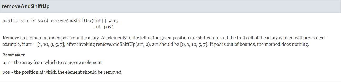 Solved Remove an element at index pos from the array. All | Chegg.com