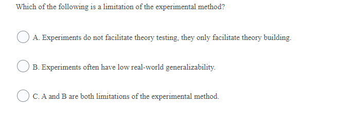 limitation of the experimental method