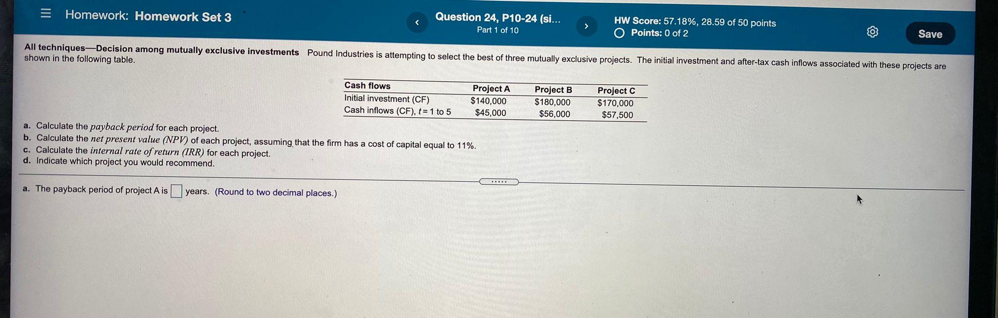 Solved = Homework: Homework Set 3 Question 24, P10-24 (si... | Chegg.com