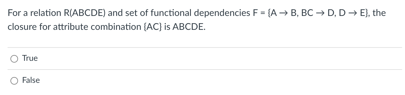 Solved For A Relation \\( R(A B C D E) \\) And Set Of | Chegg.com