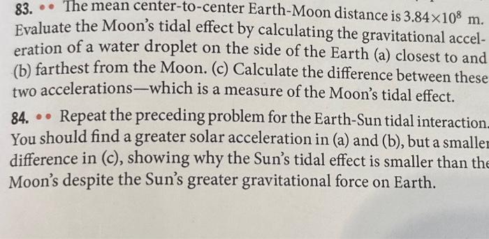 Solved 83. - The mean center-to-center Earth-Moon distance | Chegg.com