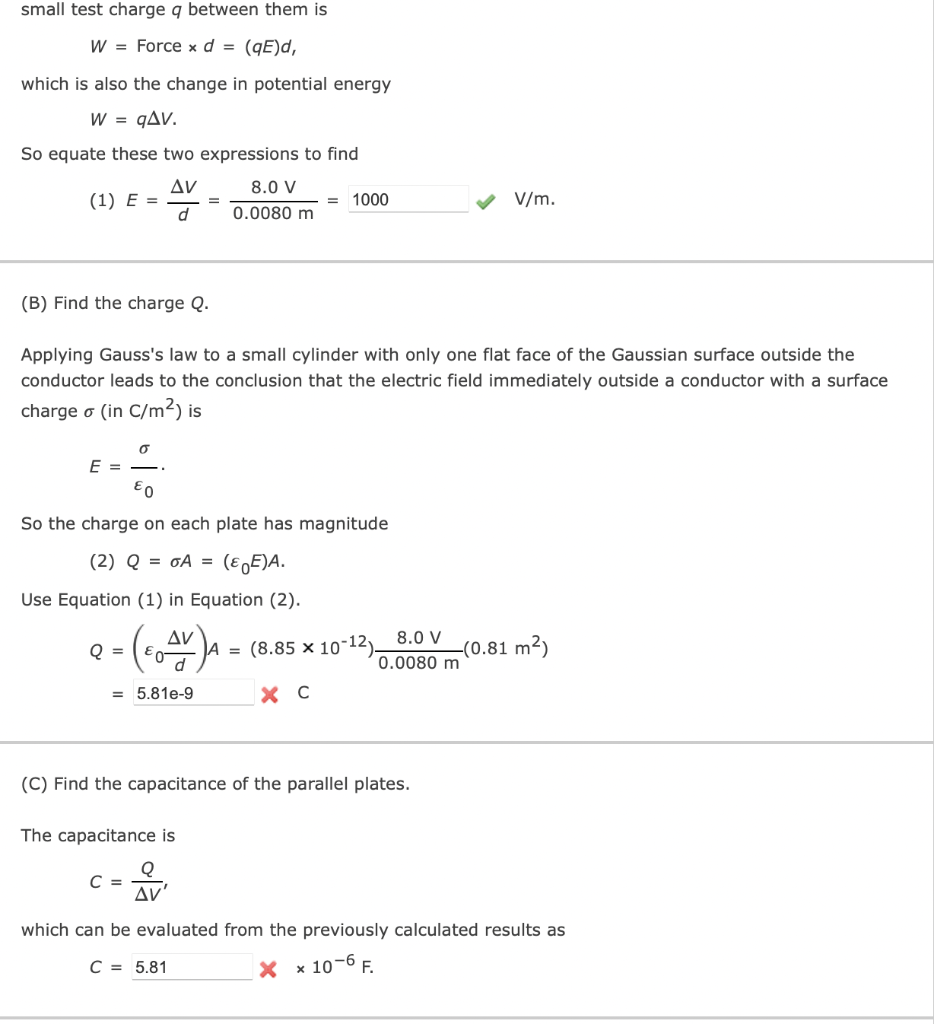 Solved small test charge q between them is W = Force x d = | Chegg.com