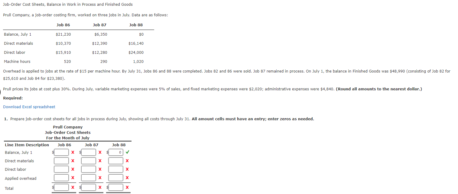 Solved Job-Order Cost Sheets, Balance in Work in Process and | Chegg.com