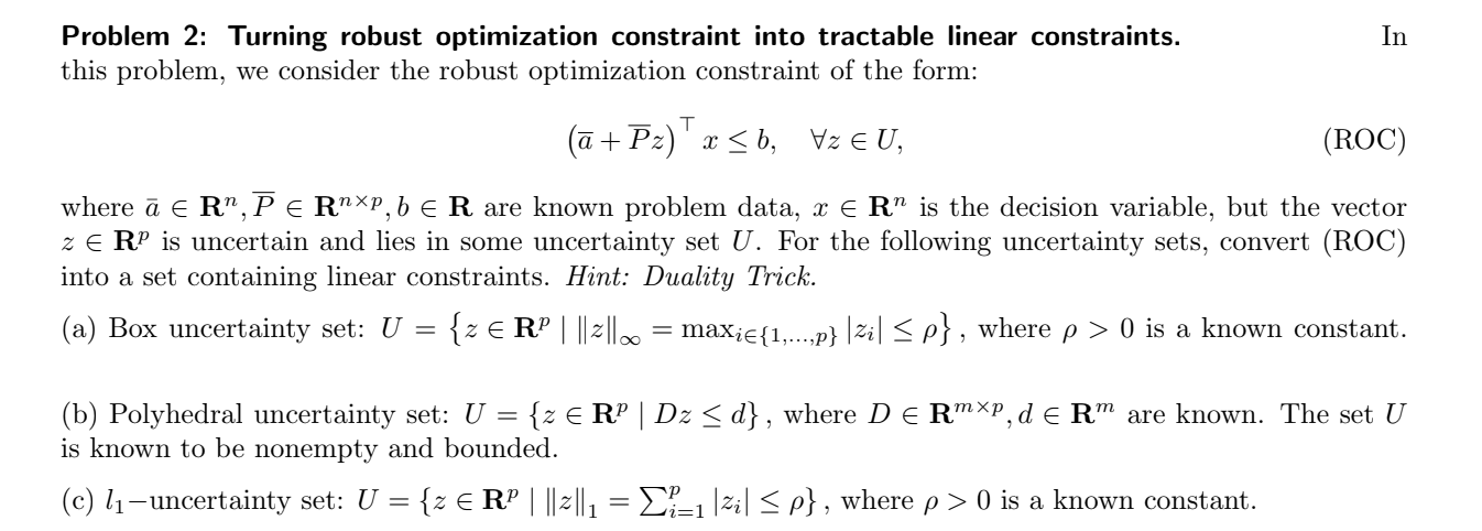 In Problem 2: Turning robust optimization constraint | Chegg.com