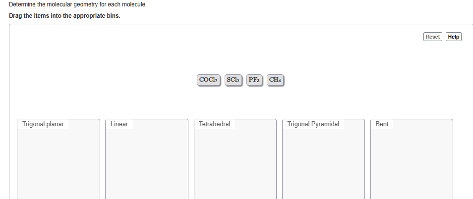 Solved Determine the molecular geometry for each molecule. | Chegg.com